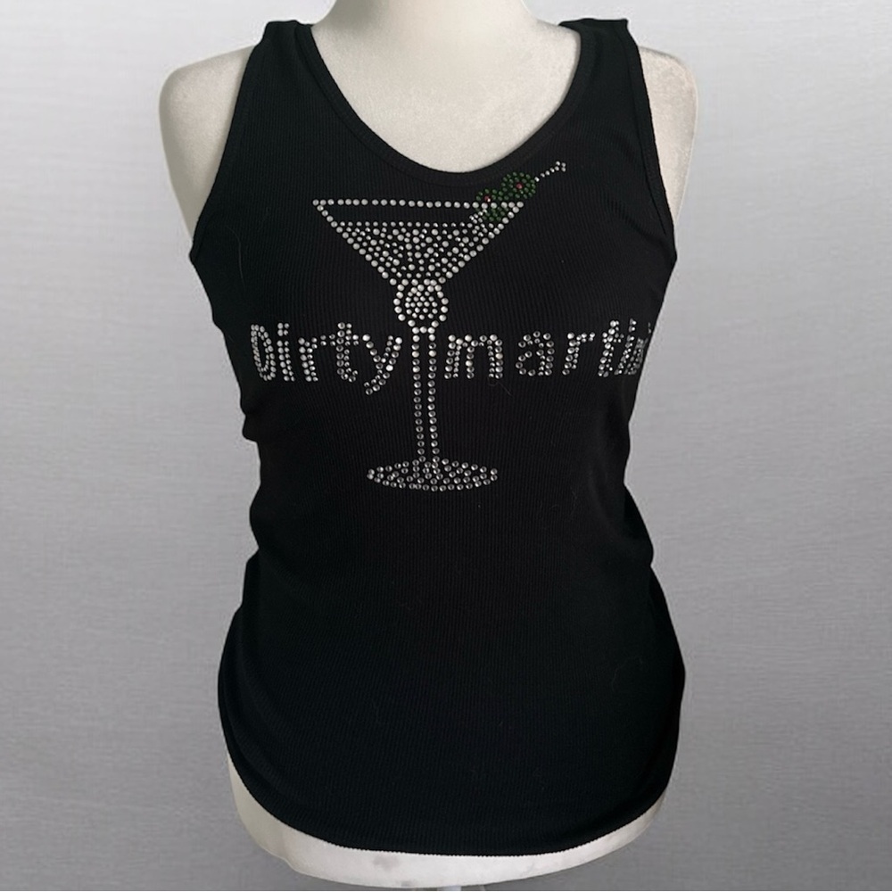 Alstyle Black Rhinestone 'Dirty Martini' Tank Top
